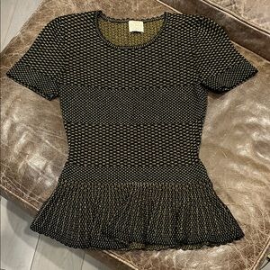 Torn by Ronny Kobo Black and Gold Peplum Blouse